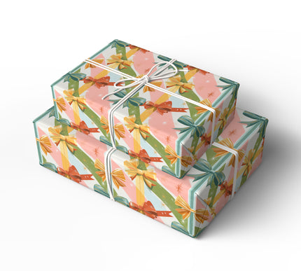 Bowlique – Retro Holiday Gift Bows Wrapping Paper