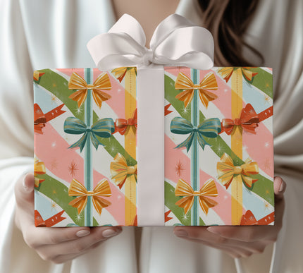 Bowlique – Retro Holiday Gift Bows Wrapping Paper