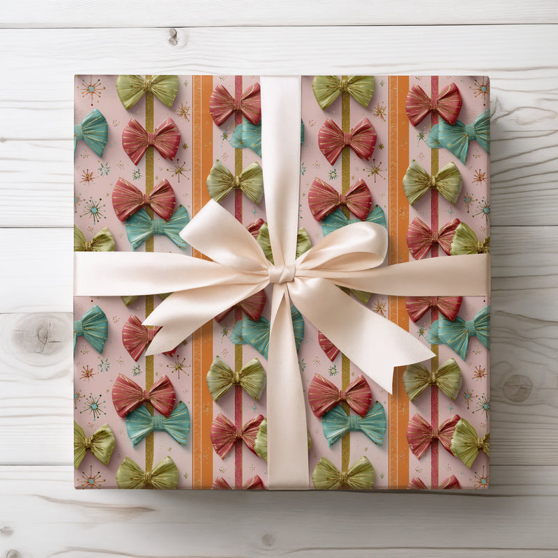 BowBliss – Retro Metallic Gift Bow Christmas Wrapping Paper