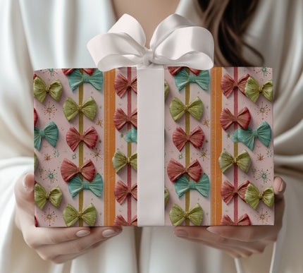 BowBliss – Retro Metallic Gift Bow Christmas Wrapping Paper