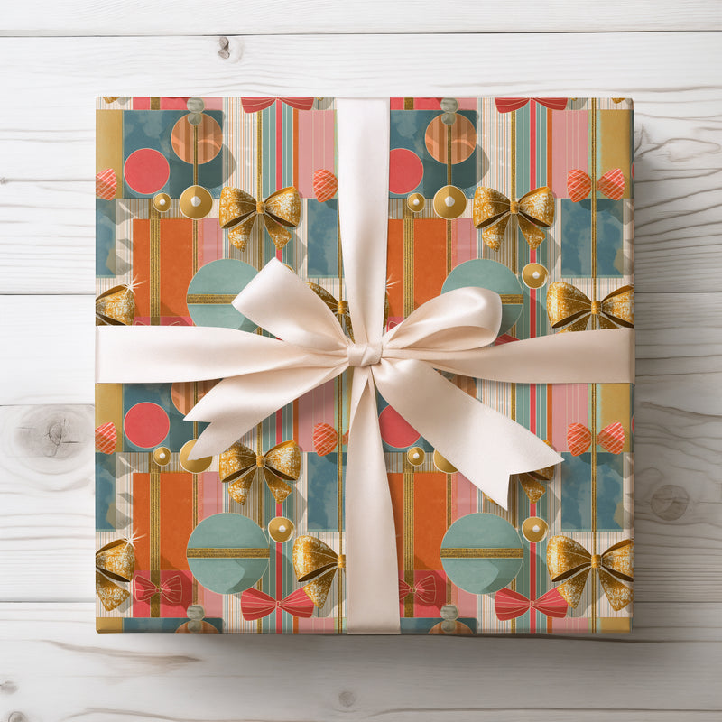 GildedParcel – Luxe Retro Bow & Gift Box Wrapping Paper