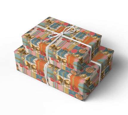 GildedParcel – Luxe Retro Bow & Gift Box Wrapping Paper