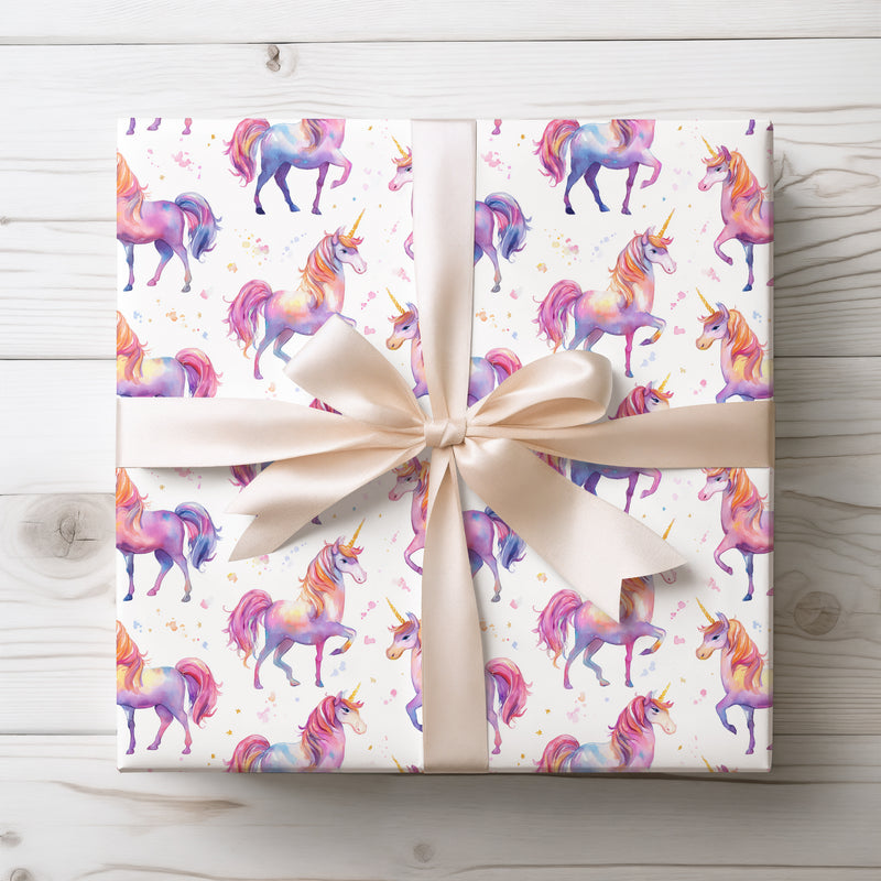 Starlight Mane – Watercolor Pastel Unicorn Wrapping Paper