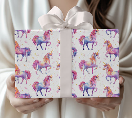Starlight Mane – Watercolor Pastel Unicorn Wrapping Paper