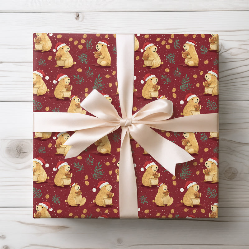 Hearthpaws – Whimsical Capybara Holiday Gift Wrap
