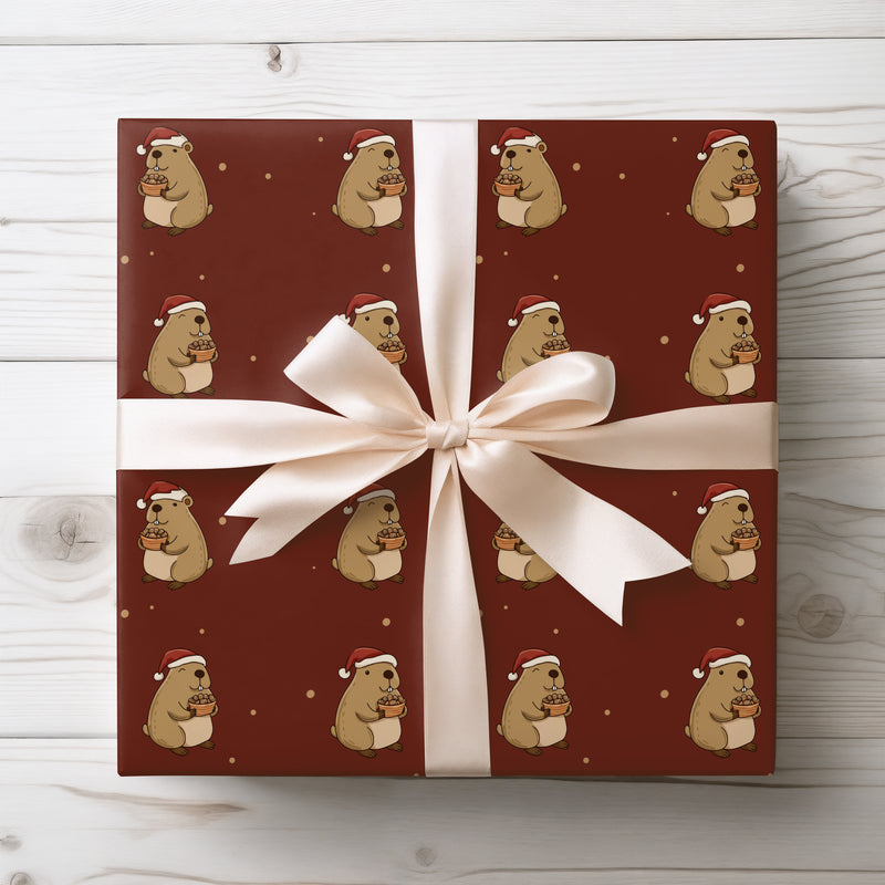Nutshire – Festive Capybara Christmas Wrapping Paper