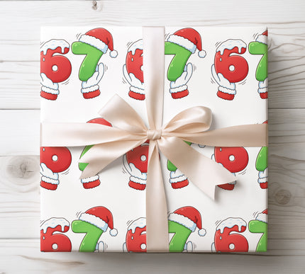 Adorable Christmas wrapping paper with Santa holding numbers 6 and 7 – ideal for birthday or anniversary gifts during the holidays. Cute and playful design, perfect for kids or family celebrations. Customized gift wrap ships fast from the USA. 
