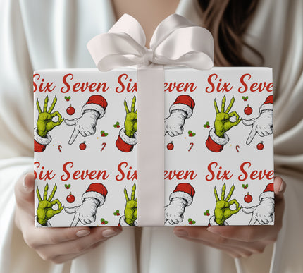 Grimwink – Funny Christmas Six Seven Hand Gesture Wrapping paper