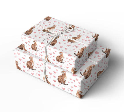 Amberheart Bengal – Elegant Watercolor Bengal Cat Love Pattern wrapping paper