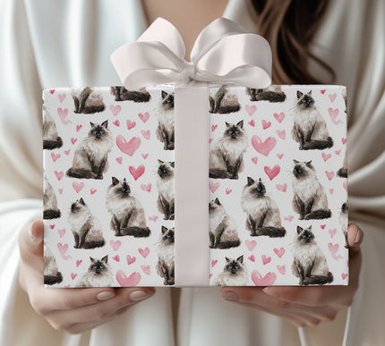 Fluffgaze – Ragdoll Cat Valentine wrapping paper