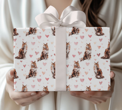 Valenfur Grace – romantic maine coon wrapping paper