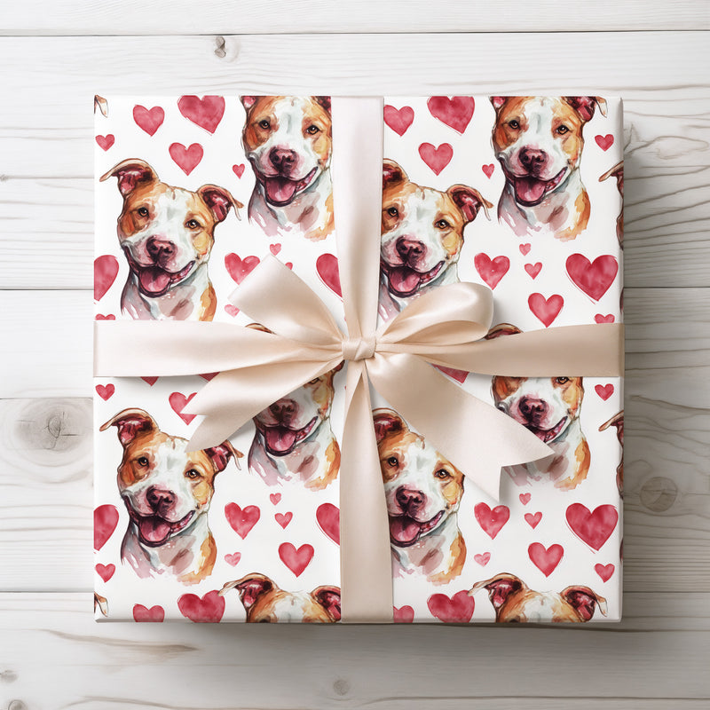 Blushpaw Love – Pit Bull Valentine Hearts wrapping paper