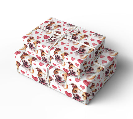 Blushpaw Love – Pit Bull Valentine Hearts wrapping paper