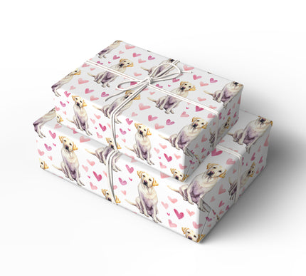 Heartpup Goldens – Watercolor Labrador Retriever with Hearts Seamless wrapping paper
