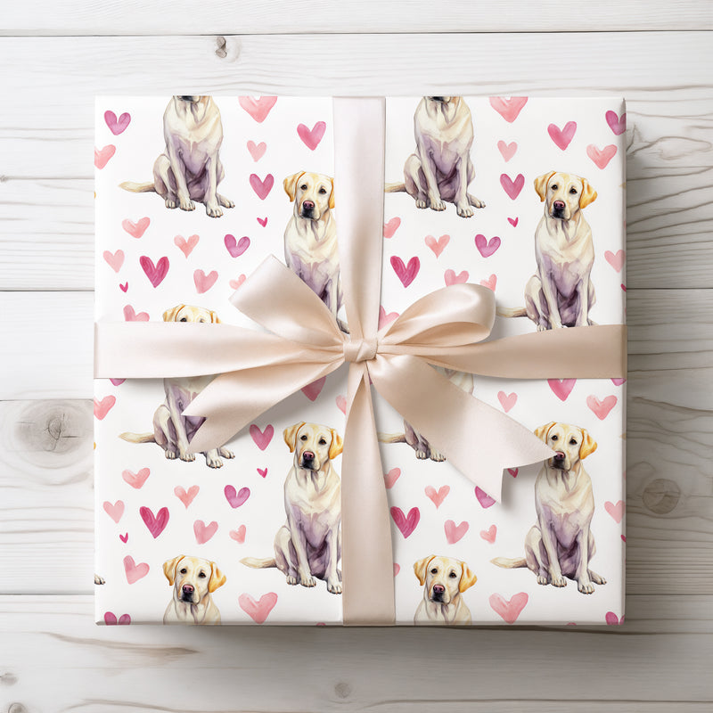 Heartpup Goldens – Watercolor Labrador Retriever with Hearts Seamless wrapping paper