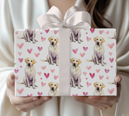 Heartpup Goldens – Watercolor Labrador Retriever with Hearts Seamless wrapping paper