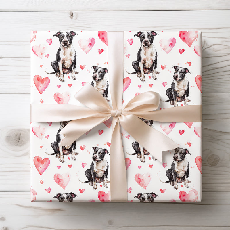 Lovepatch – Black & White Dog Valentine wrapping paper