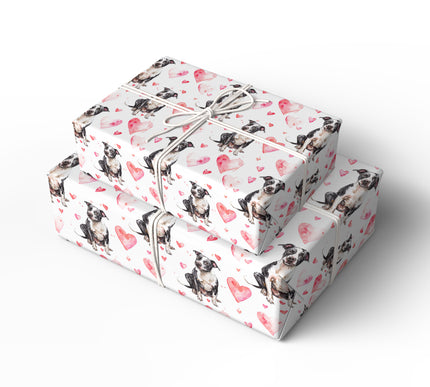 Lovepatch – Black & White Dog Valentine wrapping paper