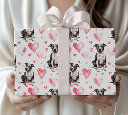 Lovepatch – Black & White Dog Valentine wrapping paper