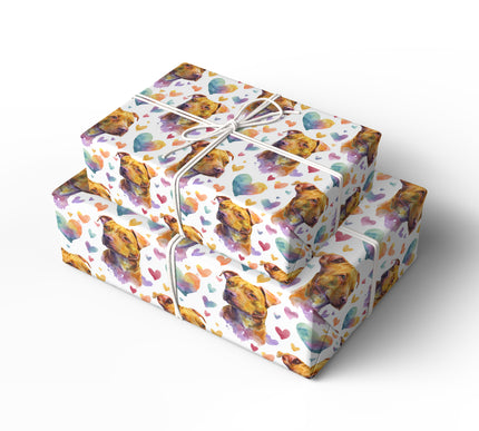 Rainbowheart Paws – Watercolor Pit Bull Hearts wrapping paper