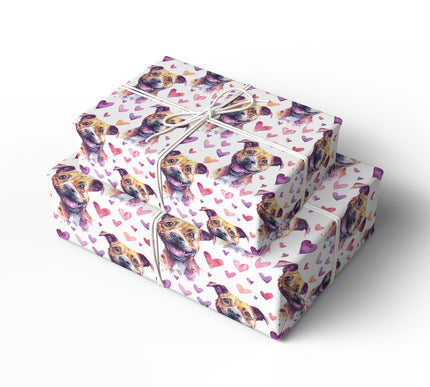 Smilebark – Brown Staffie Valentine wrapping paper
