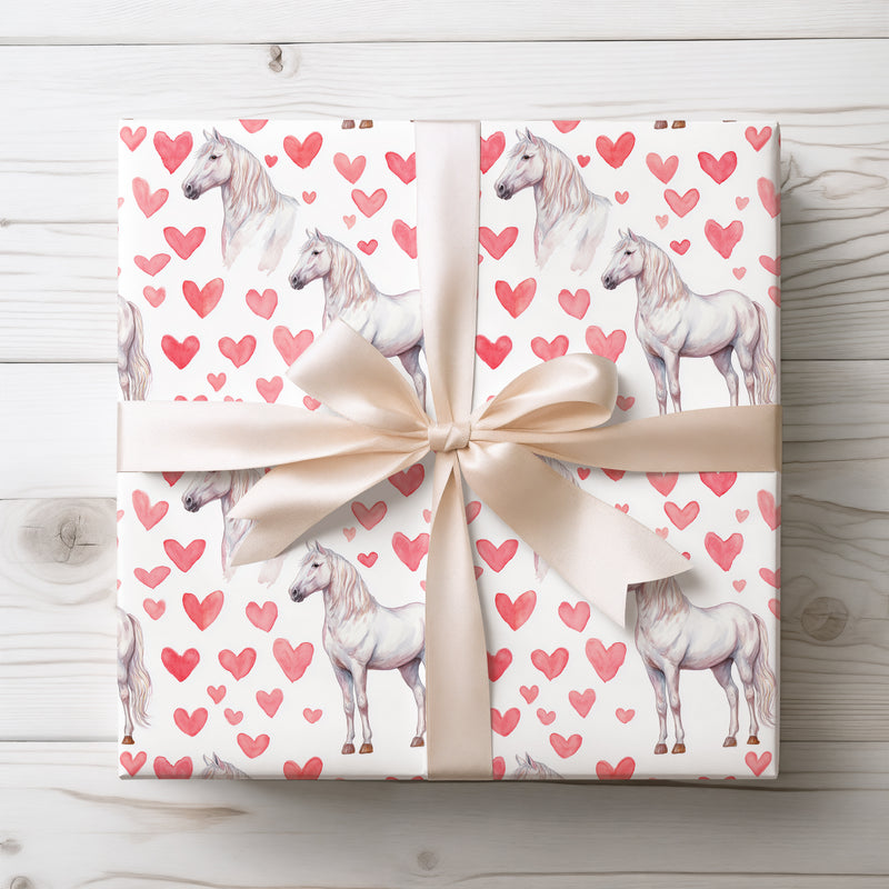 Heartmane – White Horse Valentine wrapping paper