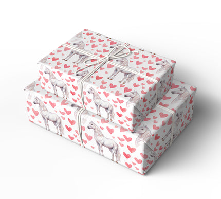 Heartmane – White Horse Valentine wrapping paper