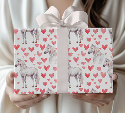 Heartmane – White Horse Valentine wrapping paper