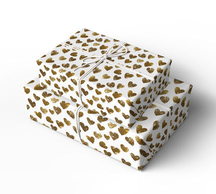 Glitterheart Glint – Golden Glitter Hearts Seamless on White Background Wrapping Paper