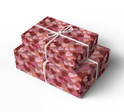 Lovelustre – Romantic red and pink glitter heart pattern wrapping paper