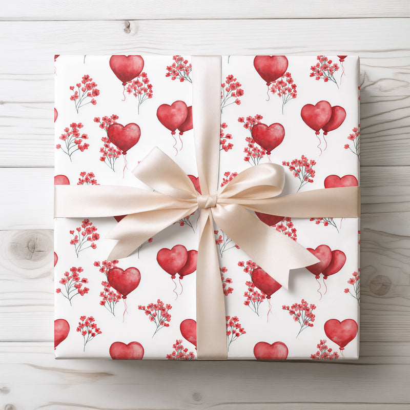 Heartfloat Bloom – Valentine Heart Balloon wrapping paper
