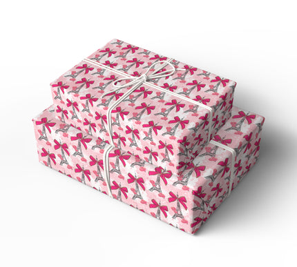 Parisbow Romance – Eiffel Tower Bow Valentine wrapping paper
