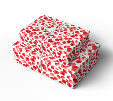 Petalwhirl – Red Watercolor Rose Petals on White Background Wrapping Paper