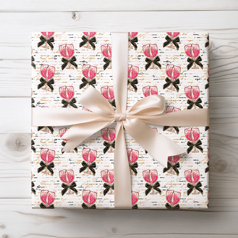 Sparkling Toast – Valentine Champagne Glasses wrapping paper