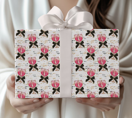 Sparkling Toast – Valentine Champagne Glasses wrapping paper
