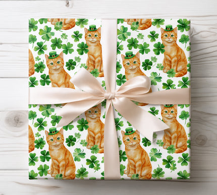 Orange Cat St Patrick’s Day wrapping paper 