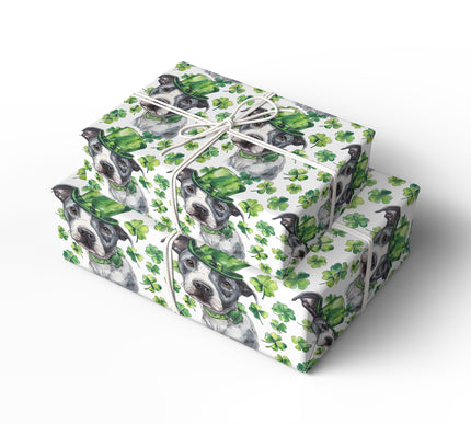Cloverguard Soul - Staffordshire Bull Terrier St Patrick’s Day wrapping paper