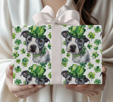 Cloverguard Soul - Staffordshire Bull Terrier St Patrick’s Day wrapping paper