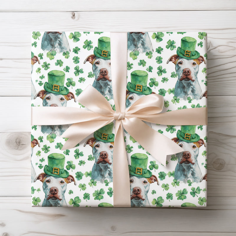 Cloverpup Honor – Pit Bull St. Patrick’s Day wrapping paper