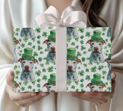 Cloverpup Honor – Pit Bull St. Patrick’s Day wrapping paper