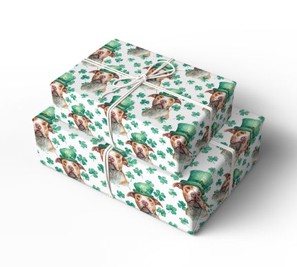 Emerald Pupluck – Pit Bull St. Patrick’s Day Clover wrapping paper