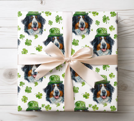 Bernese Mountain Dog St. Patrick’s Day wrapping paper