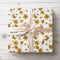Elegant gold foil floral seamless white wrapping paper 