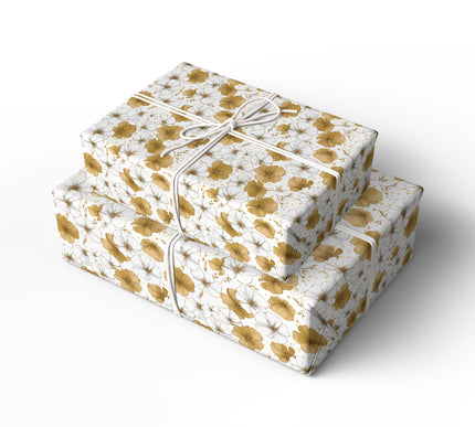 Auraflora – White and gold foil floral seamless pattern wrapping paper
