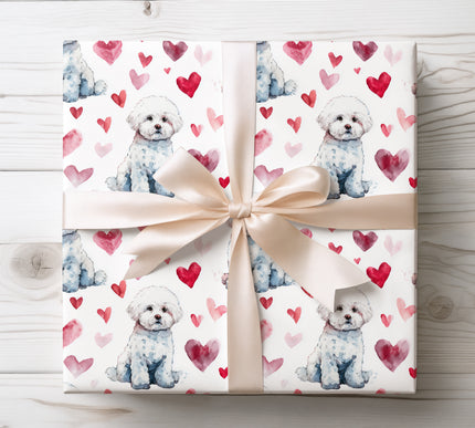 Beautiful Bernese Mountain Dog wrapping paper featuring a warm watercolor Bernese Mountain Dog with soft heart details. Perfect for Bernese Mountain Dog owners, dog moms and dads, Valentine’s Day gifts, winter birthdays, and cozy pet-themed celebrations. Seamless Bernese Mountain Dog wrapping paper on a white background. 
