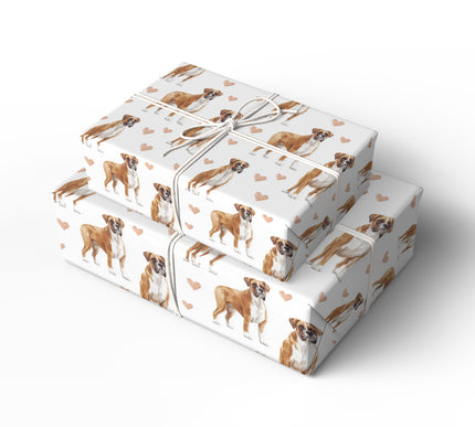 Amberpaws Grace – Boxer watercolor hearts wrapping paper