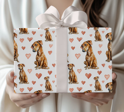 Amberstride Affection – Azawakh watercolor hearts wrapping paper