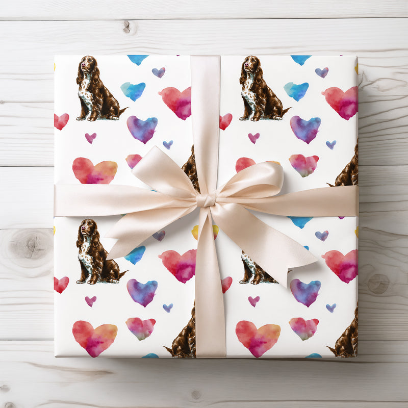 Ambertail Joy – Boykin Spaniel Love Hearts wrapping paper
