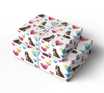 Ambertail Joy – Boykin Spaniel Love Hearts wrapping paper