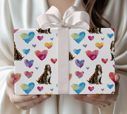 Ambertail Joy – Boykin Spaniel Love Hearts wrapping paper